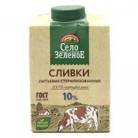 Сливки Село Зеленое 0,5л 10% тетра пак