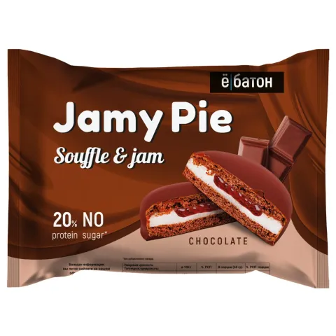 Печенье Ёбатон протеиновое Jamy Pie Souffle and Jam вкус Шоколадный крем 60г