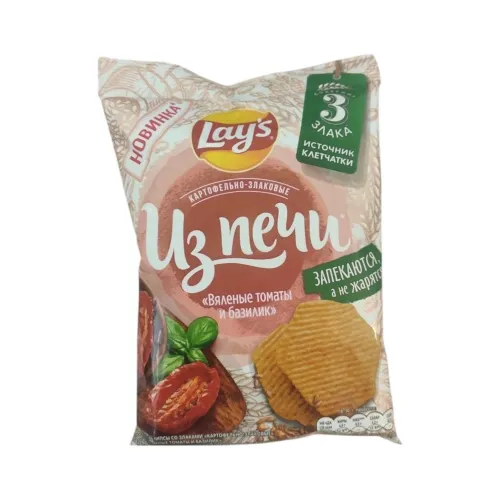 Чипсы картофельные Lay's из Печи со вкусом Злак ВялТомат Базилик 81г