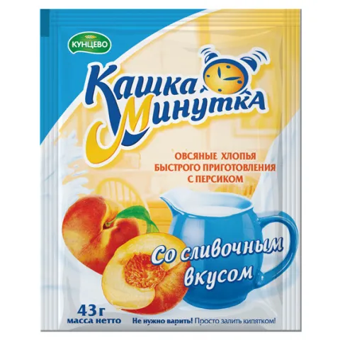 Каша Минутка овсяные хлопья персик/сливки 43г