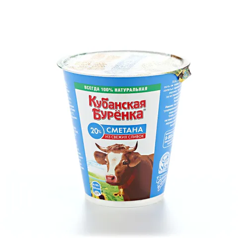БЗМЖ Сметана Кубанская буренка 20% 300г