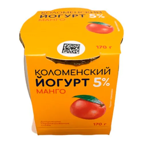 Йогурт Коломенский 5%ж Манго 170г/4 Стекло