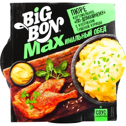 Пюре картофельное BIG BON МАХ по-домашнему с тушеной курицей и соусом 110г