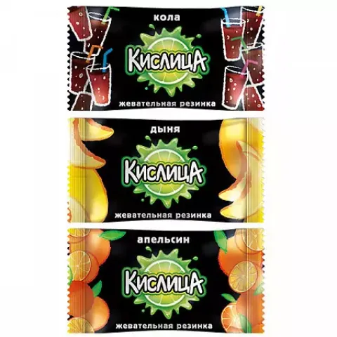 Жевательная резинка Кислица вкус колы/дыни/апельсина
