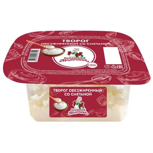 БЗМЖ Творог Кубанский Молочник обезж со сметаной 120г