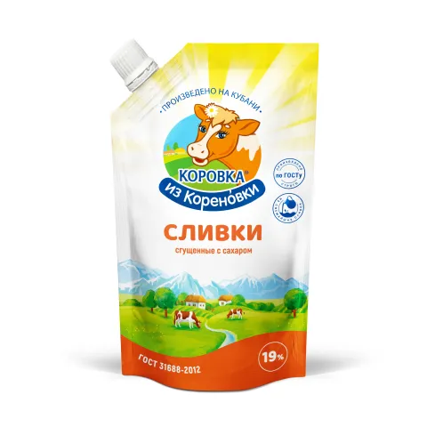 БЗМЖ Сливки сгущ 19% 270г дп Коровка из Кореновки