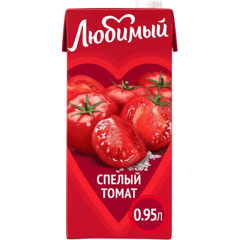Сок Любимый Спелый томат томатный с солью с мякотью 0,95 л
