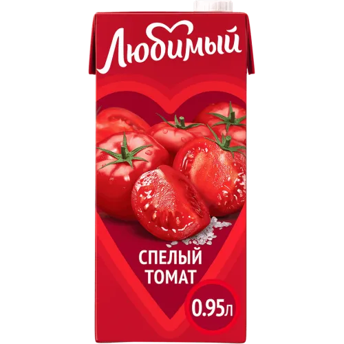Сок Любимый Спелый томат томатный с солью с мякотью 0,95 л