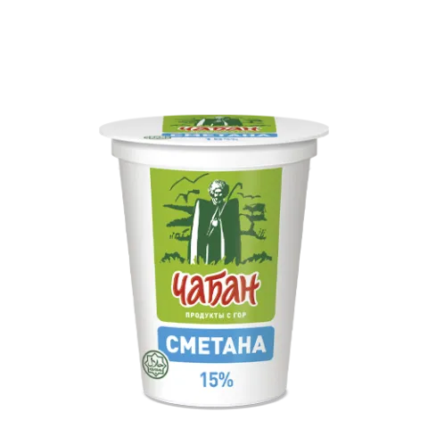 БЗМЖ Сметана Чабан 15% 300г стакан