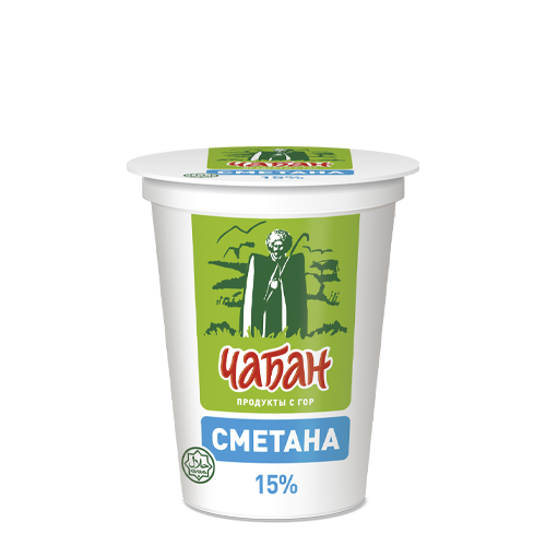 БЗМЖ Сметана Чабан 15% 300г стакан