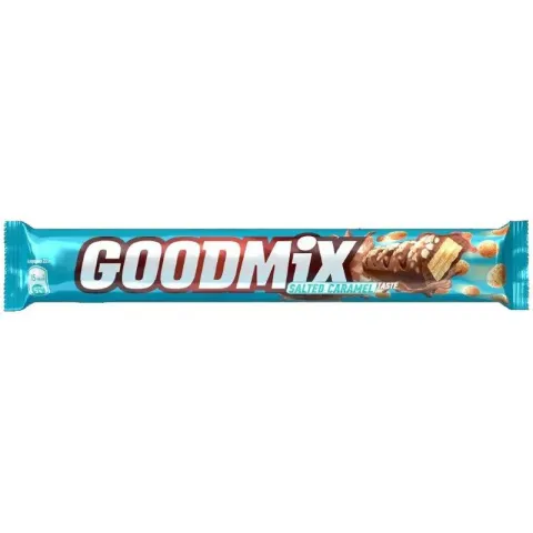 Батончик GOODMIX со вкусом соленой карамели и вафлей, 44г.