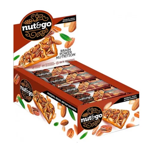 Батончик ореховый Nut&amp;Go миндальный с пеканом и морской солью 30г