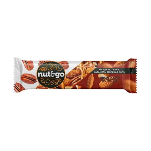 Батончик ореховый Nut&amp;Go миндальный с пеканом и морской солью 30г