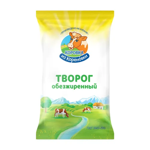 БЗМЖ Творог из Кореновки обезжир 0% 180г фольга