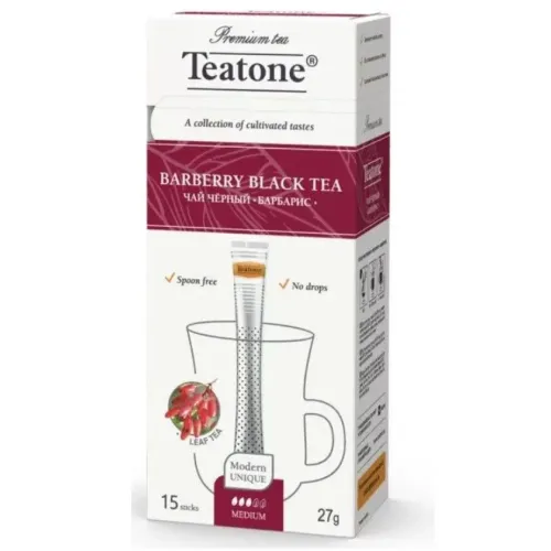 Чай Teatone Черный с ароматом барбариса, в стиках, 15 стиков
