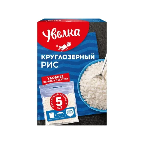 Рис Увелка Круглозерный шлифованный (80 г х 5 шт)