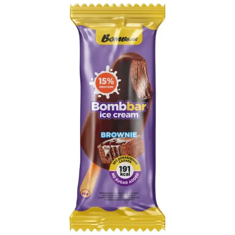 БЗМЖ Мороженое Bombbar Шоколадный брауни молочное эскимо в шоколаде протеиновое 70г