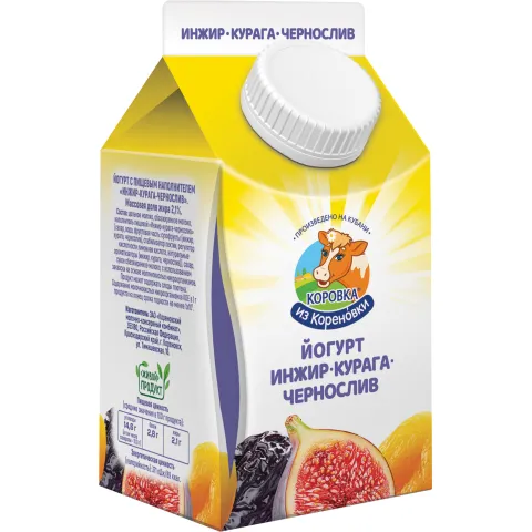 БЗМЖ Йогурт пит КизК Инжир-Курага-Чернослив 2,1% 450г пюрпак