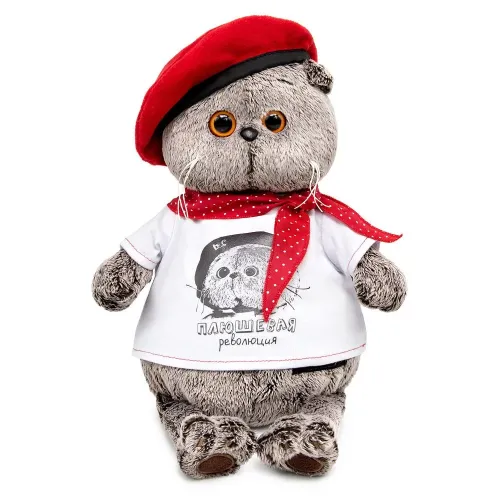 Игрушка мягкая BASIK Басик в футболке с принтом Плюшевая революция 25см Ks22-074