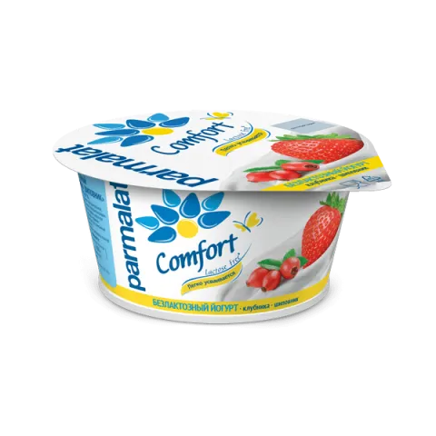 БЗМЖ Йогурт Пармалат безлактозный Клубника-Шиповник 3% 130г