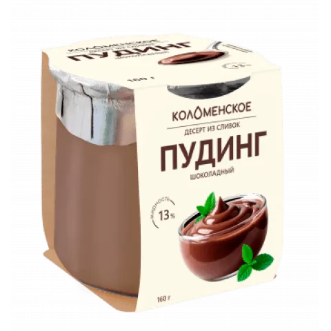 БЗМЖ Пудинг из сливок Коломенское шоколадный 13% 160г ст/б