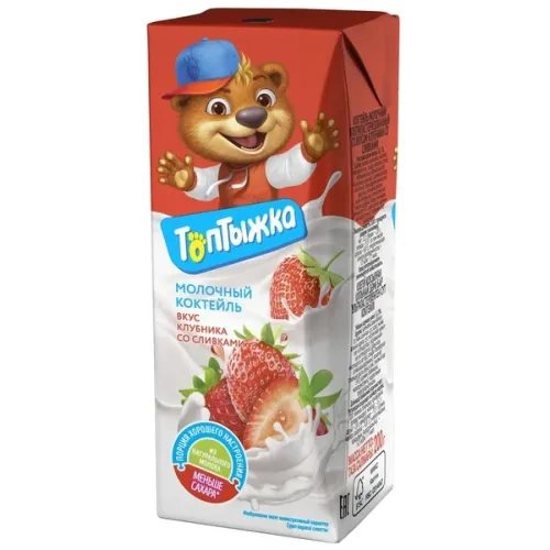 Коктейль молочный Топтыжка, со вкусом клубники со сливками, 3,2%, 200 г
