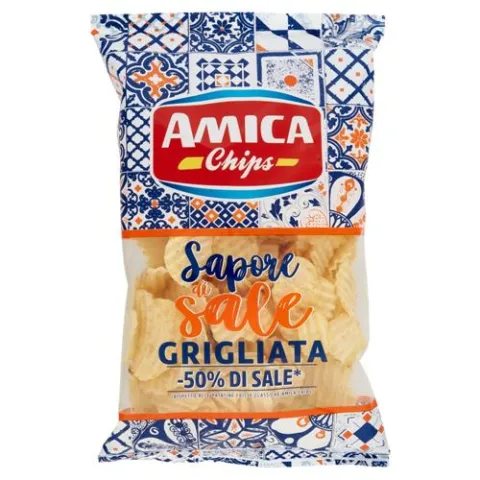 Чипсы без соли рифленые(-50%) SAPORE DI SALE, GRIGLIATA, AMICA CHIPS, 175 гр