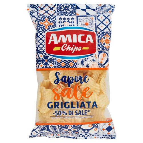 Чипсы без соли рифленые(-50%) SAPORE DI SALE, GRIGLIATA, AMICA CHIPS, 175 гр
