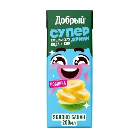 Напиток Добрый Супер дринк Active kid яблоко, банан сокосодержащий 200мл