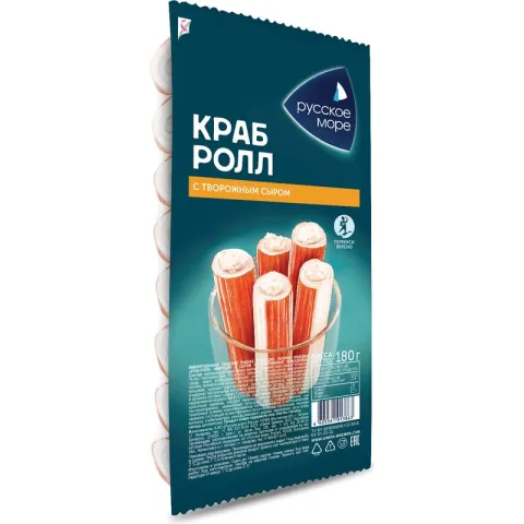 Крабовые палочки Краб-ролл Русское море с сыром охл 180г