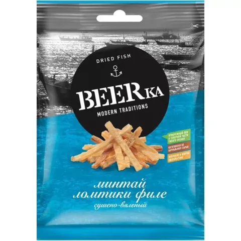 Рыбка филе минтая ломтики 70г. Бирка