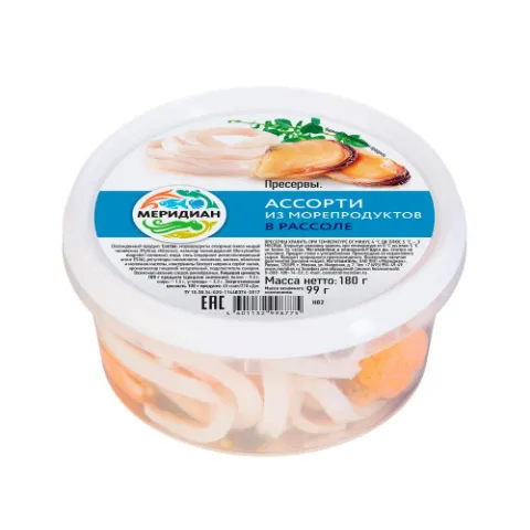 Ассорти из морепродуктов в рассоле 180г Меридиан