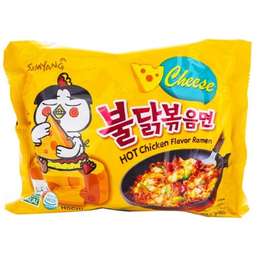 Лапша со вкусом сыра и курицы острая Buldak HOT Chicken Flavor Ramen Cheese SAMYANG, 140г.
