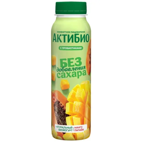 Биойогурт Актибио Манго-Папайя без добавления сахара 1.5%, 260г