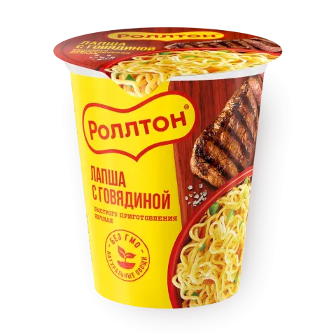 Лапша быстрого приготовления «Роллтон» Горячая порция с говядиной 70 г