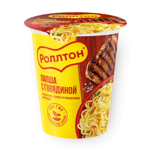 Лапша быстрого приготовления «Роллтон» Горячая порция с говядиной 70 г