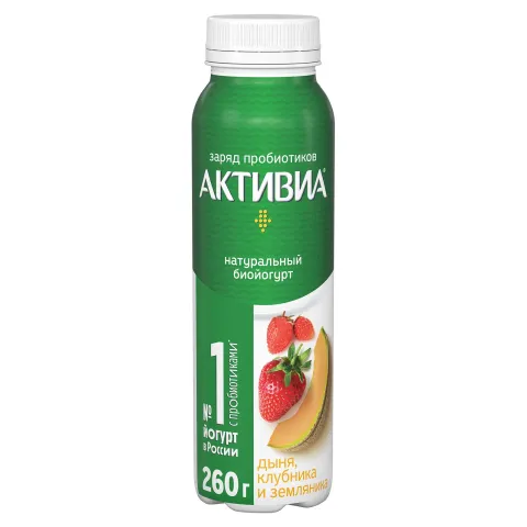 БЗМЖ АктиБио Биойогурт пит ДыняКлубнЗемлян 1,5% 260г