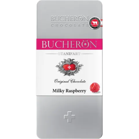 Шоколад Busheron молочный с малиной ж/б 100г