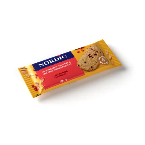Печенье Нордик мюсли из овса с брусникой 30г