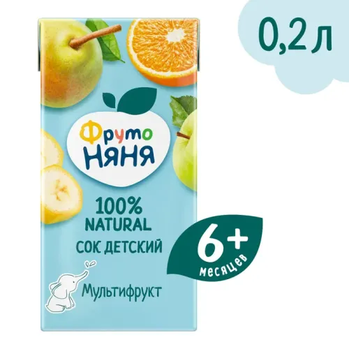 Сок ФрутоНяня мультифруктовый 200 мл 6+ месяцев
