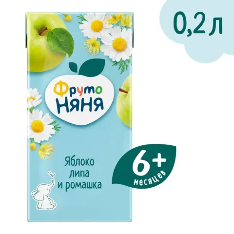 Напиток ФрутоНяня из яблок с экстрактами ромашки и липы, 0,2л