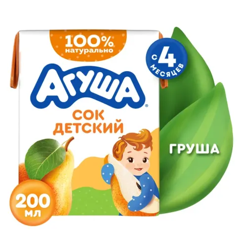 Сок детский Агуша груша осветленный 200мл