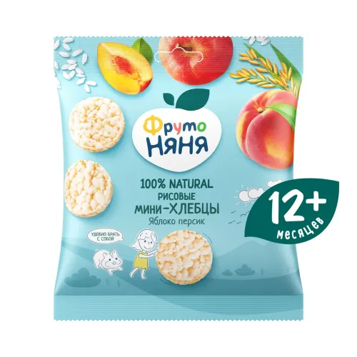 Мини-хлебцы рисовые ФрутоНяня яблоко,персик с пребиотиком 30г