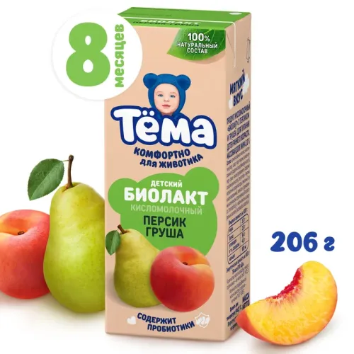 Тема биолакт. персик-груша 206мл