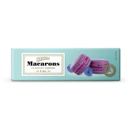 Пирожные миндальные со сбивным кремом Макаронс со вкусом черники Акульчев 60гр 12/12 мес