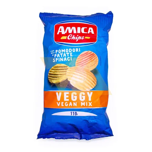Чипсы картофельные вегетарианские (картофель, томаты, шпинат) VEGGY ALFREDO'S, AMICA CHIPS, 0,11 кг 