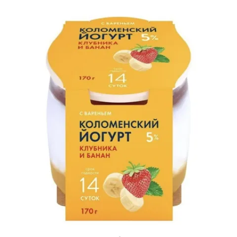 БЗМЖ Йогурт Клубника/банан терм. Коломенский 5% 170г