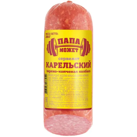 Колбаса сервелат Карельский Папа Может Останкино ПМ в/к в/у 280г