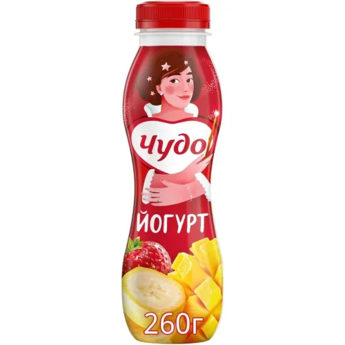 Йогурт Чудо 260г Банан/Клубника/Манго 1/6