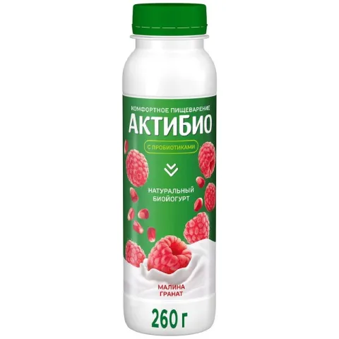 БЗМЖ АктиБио Биойогурт пит МалинаГранат 1,5% 260г